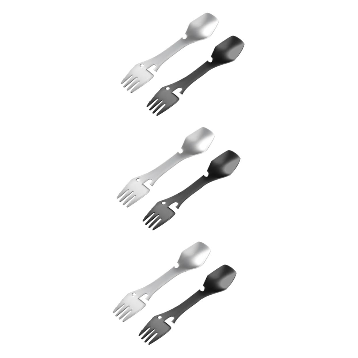 Набір Sosoport Löffel 6 STK Ложка для кемпінгу, Пікніка, Спорк і ніж Кемпінговий посуд із нержавіючої сталі Спорк для кемпінгу, подорожей, з нержавіючої сталі, фото №1