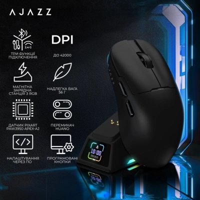 Мышка Ajazz AJ159 APEX Wireless/Bluetooth/USB Black (AJM159-A-B), фото №9