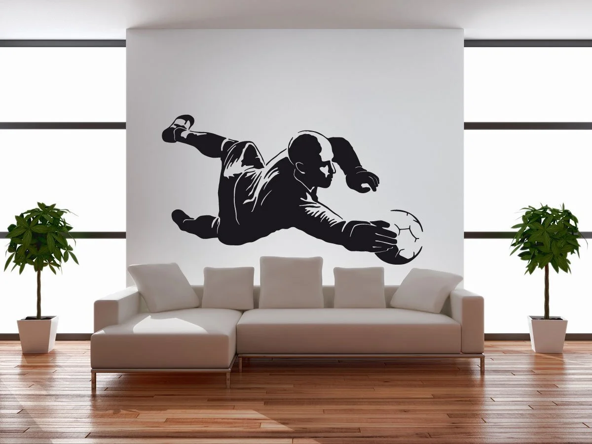 Наклейка на стену #194B Football Goalkeeper 156 x 90 см Black (RAL9005), фото №3