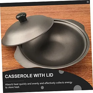 Каструля Sosoport чавунна з кришкою маленька термостійка рівномірний розподіл тепла synthetic.ua - Фото 1