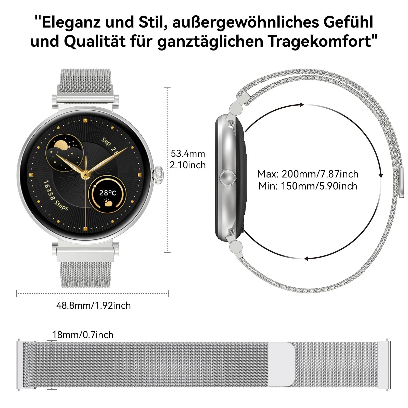 Смартгодинник Bebinca Жіночий Функція телефона, 1.32 Дюйми HD Квадратний, фото №7