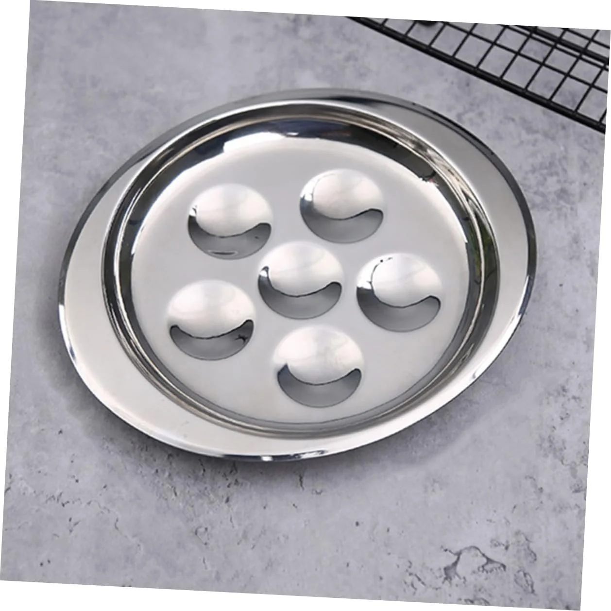 Набор тарелок для улиток Veemoon 2 шт. нержавеющая сталь для запекания яиц термостойкие Сребристый, фото №4