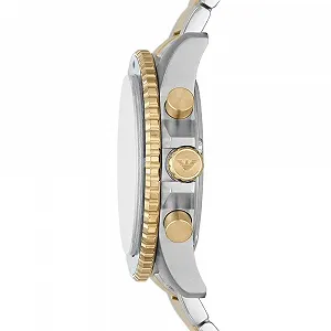 Часы Emporio Armani Хронограф с 3 подциферблатами Кварцевый механизм Мужской, размер корпуса 43 мм, ремешок из нержавеющей стали synthetic.ua - Фото 1