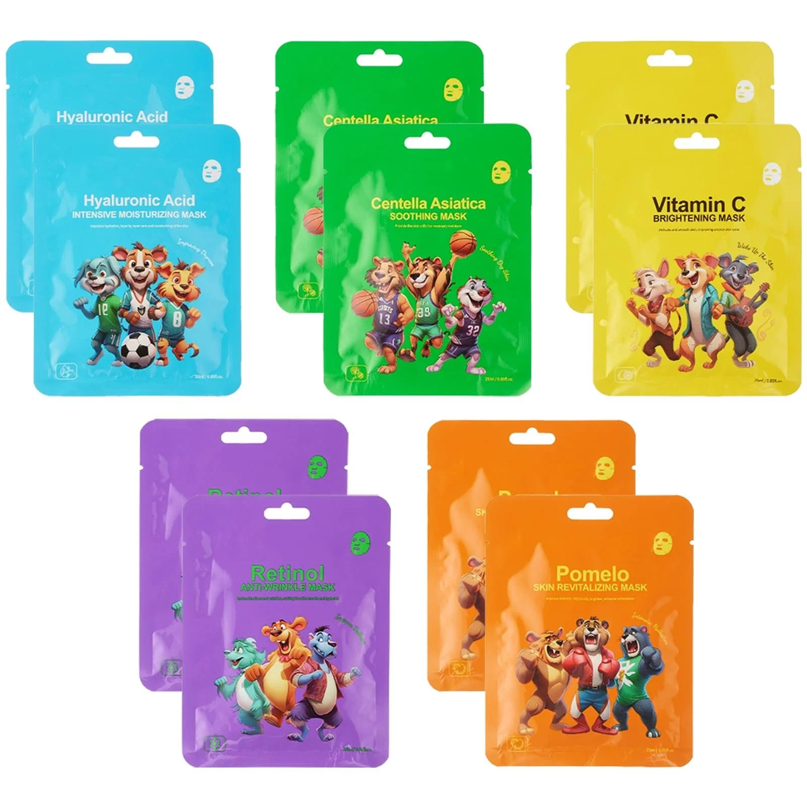 Тканевая маска Soleneva Набор 10 шт Маска для лица с гиалуроновой кислотой Увлажняющая, фото №1