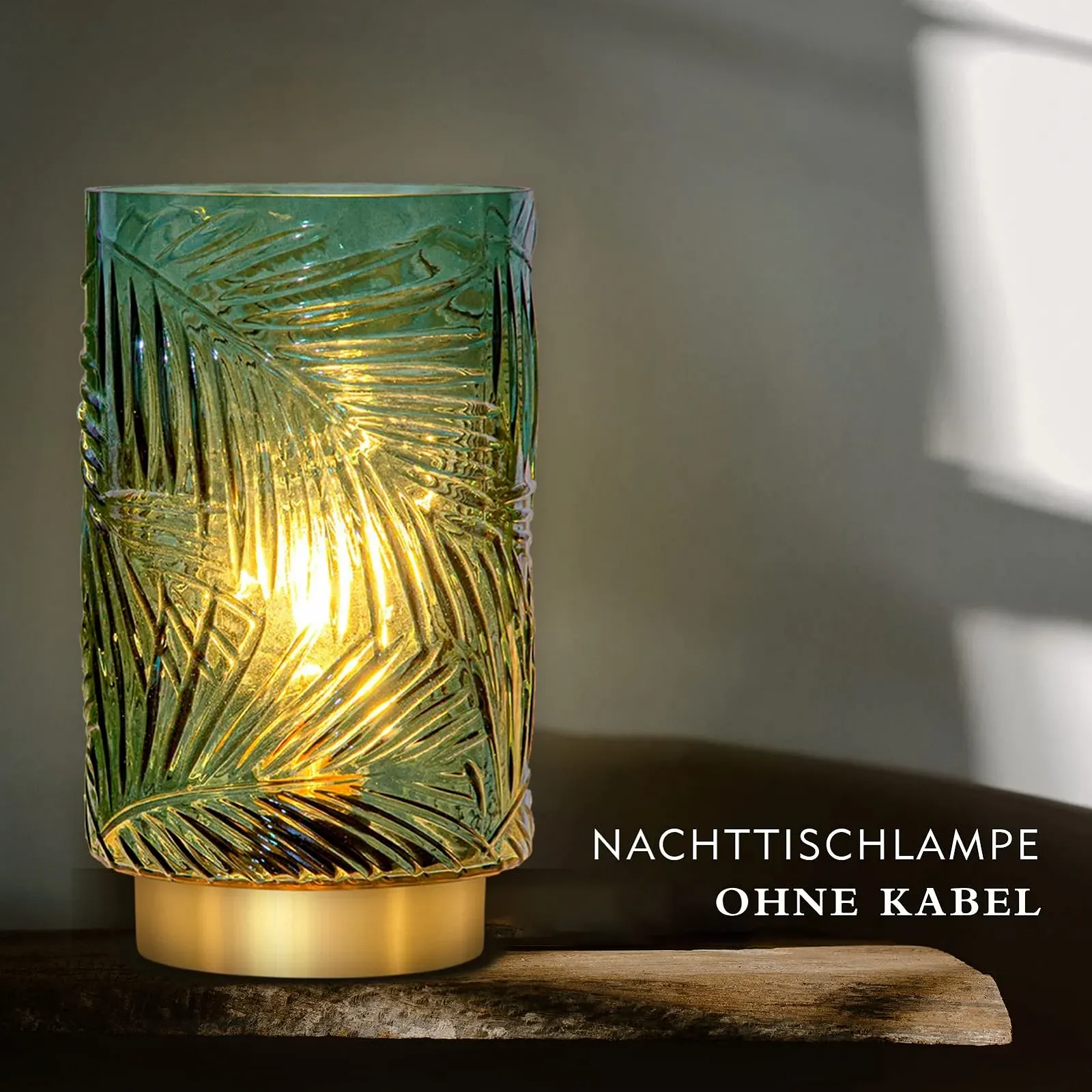 Настольная лампа MJ PREMIER Wireless Glass Battery Operated Timer L-Green, фото №5