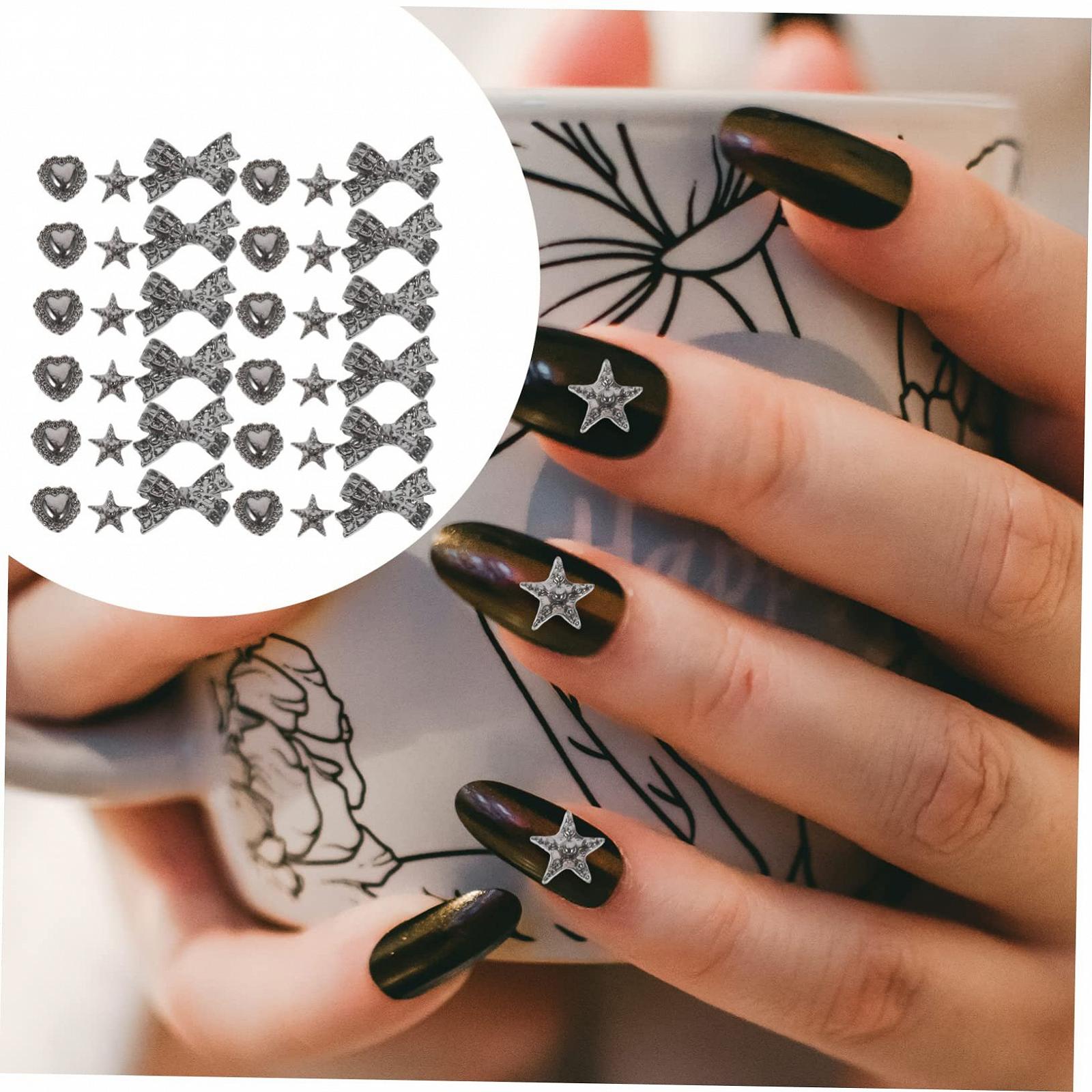 Аксессуары для ногтей Mikinona, 30 шт., украшения для ногтей, аксессуары в стиле панк, подвески для ногтей, винтажные украшения, гаджеты для ногтей, DIY подвески для ногтей, сплав, серебро, фото №6