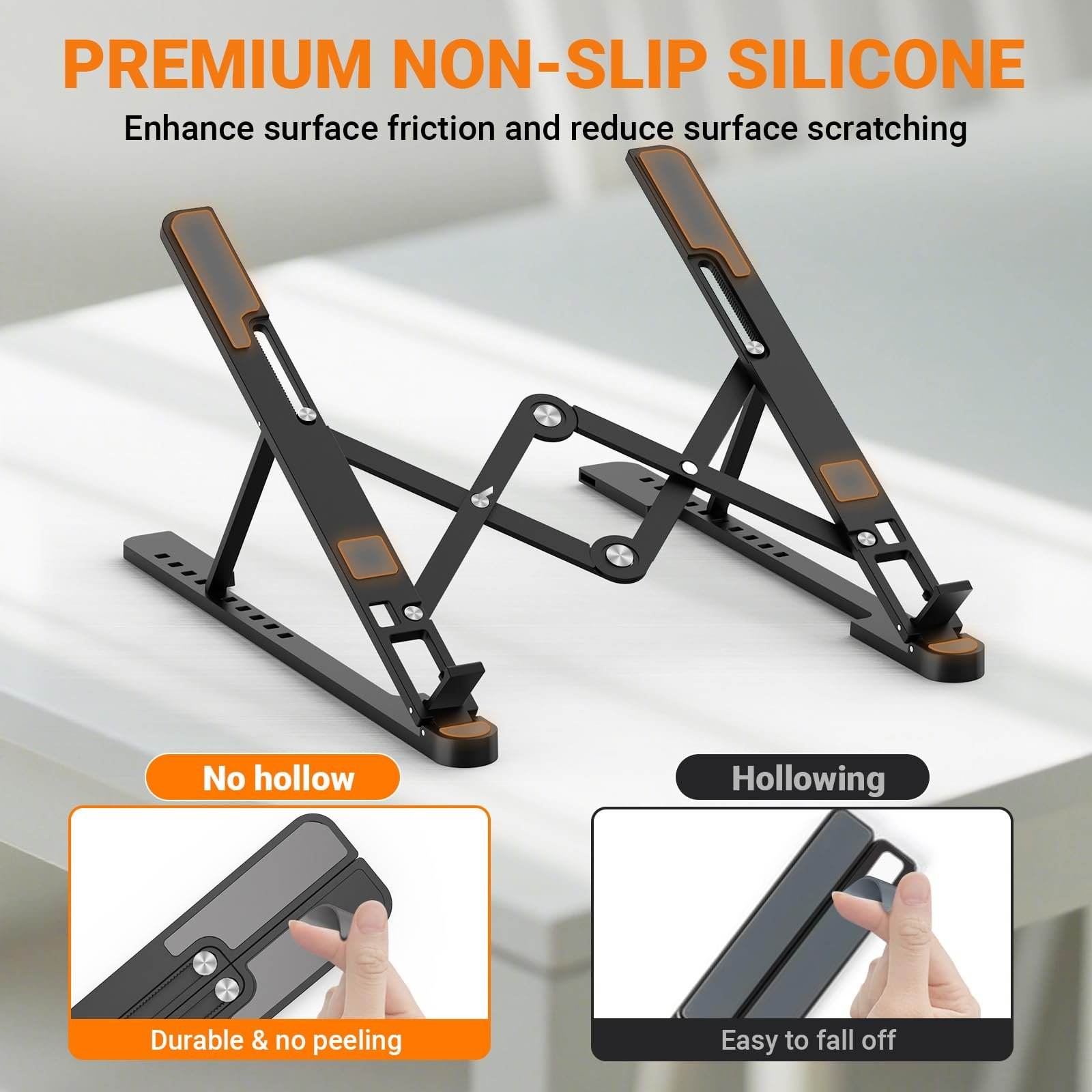 Підставка для ноутбука алюмінієвий сплав складаний портативний 10-17.3 дюймів (Чорний), фото №5 Підставка для ноутбука алюмінієвий сплав складаний портативний 10-17.3 дюймів (Чорний), фото №5