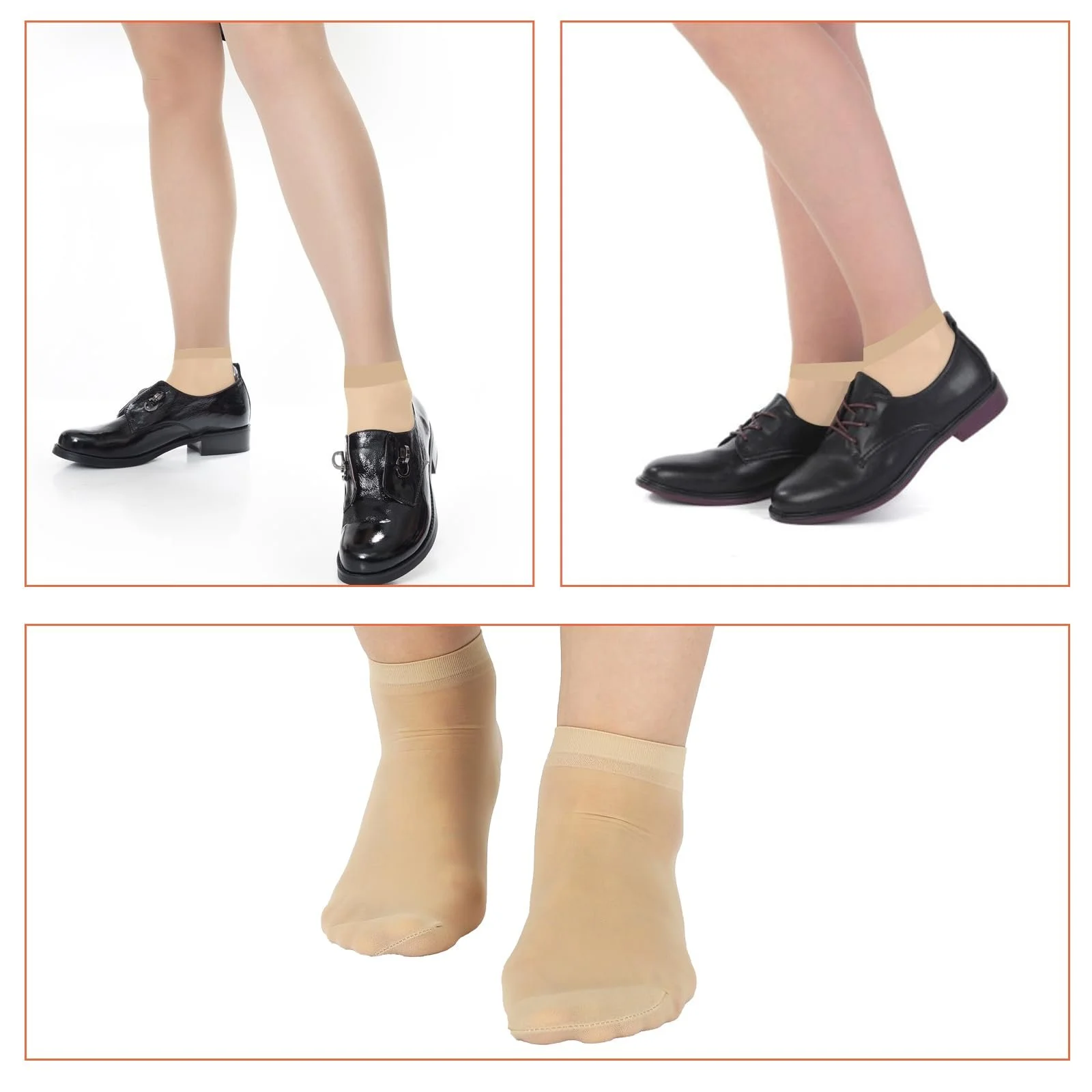 10 пар женских коротких нейлоновых носков, универсальные сверхтонкие нейлоновые сетчатые носки телесного цвета, чулки, летние носки, фото №7