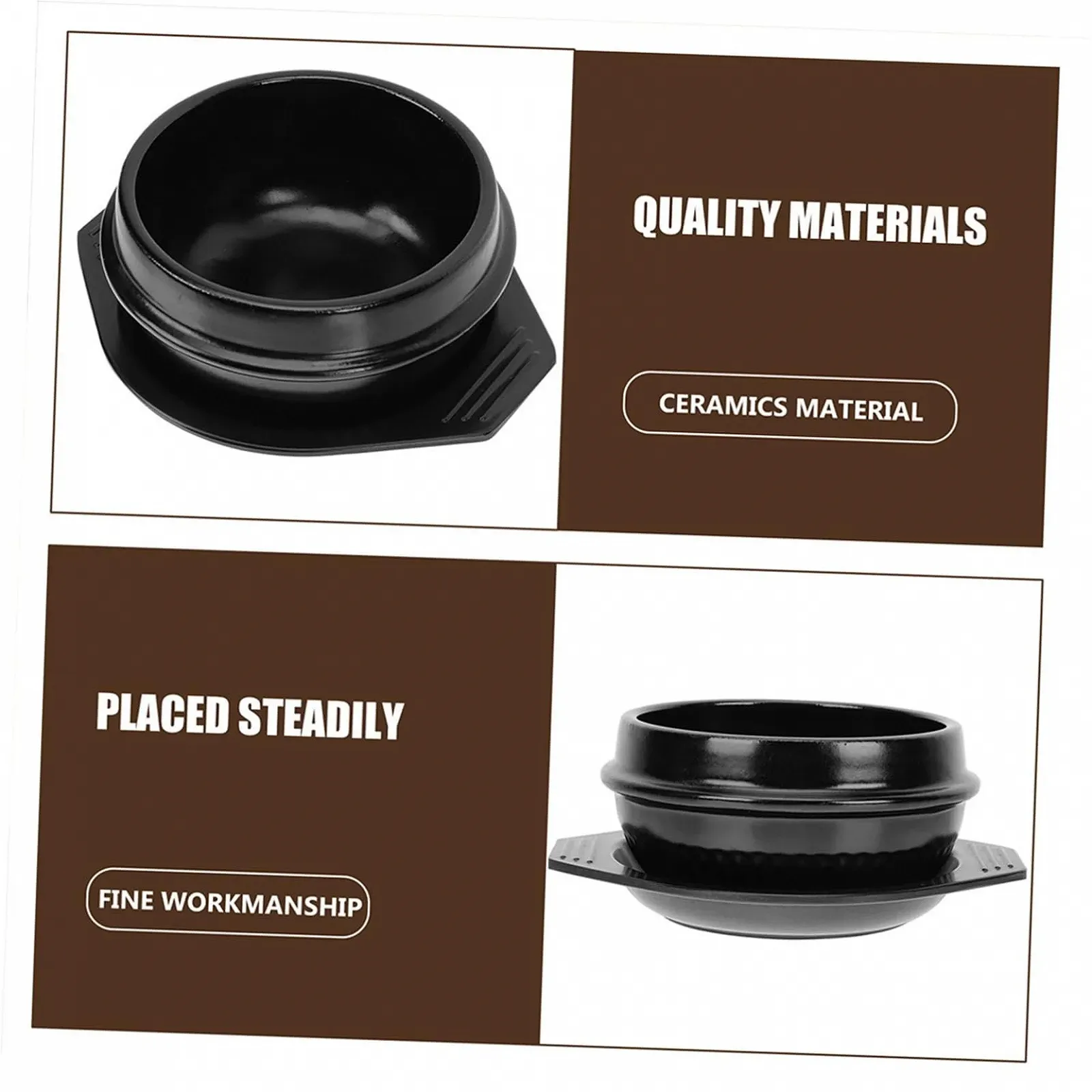 Керамический горшок с нескользящим термостойким подносом для каш и бибимбапа энергосберегающий, фото №9