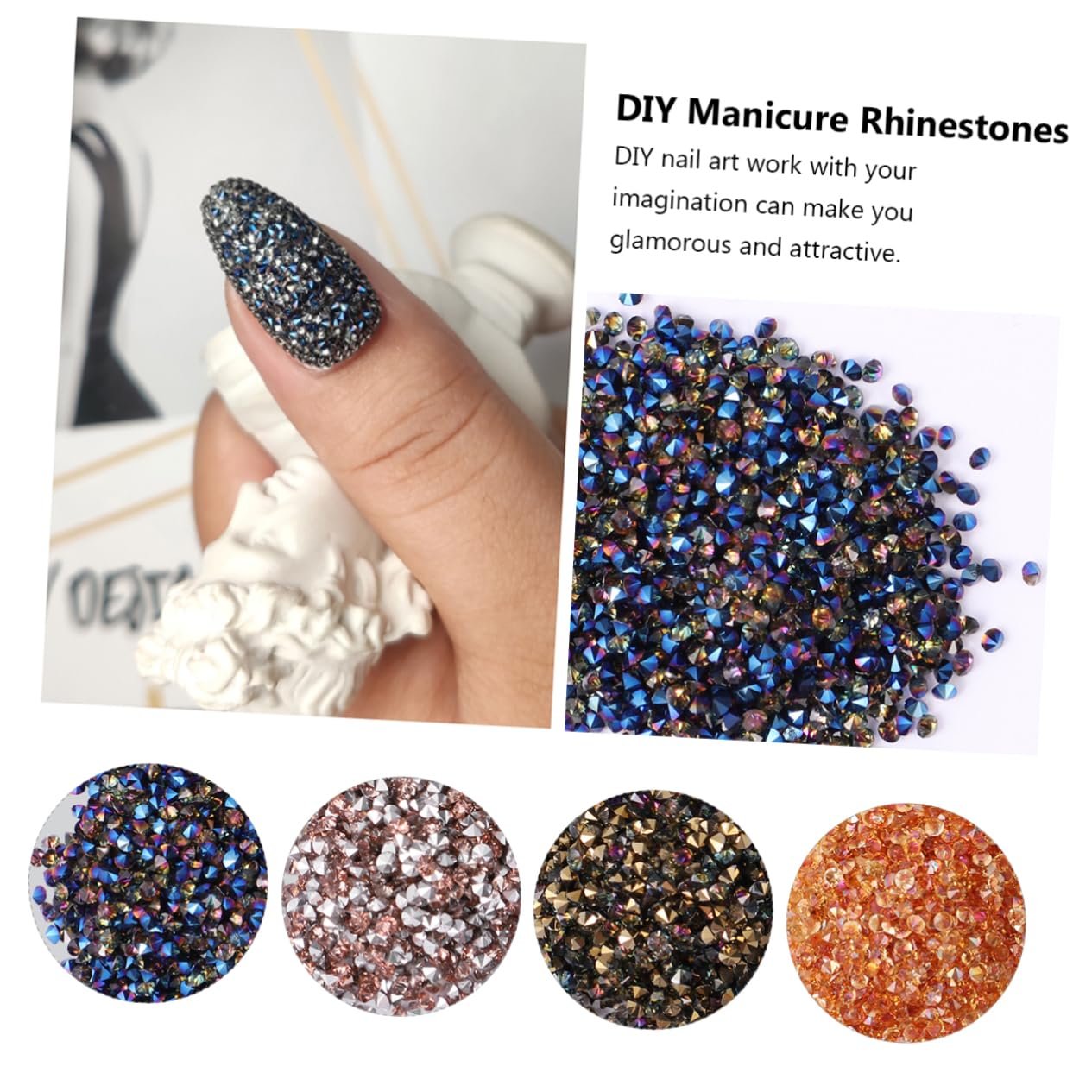 Блестки для ногтей FRCOLOR 12 упаковок по 5760 шт. Маникюрные хрустальные наклейки Крошечные стеклянные хрустальные бусины Стразы для ногтей Самоцветы для ногтей Циркониевые бусины с острой основой Рассыпные бриллианты, фото №8