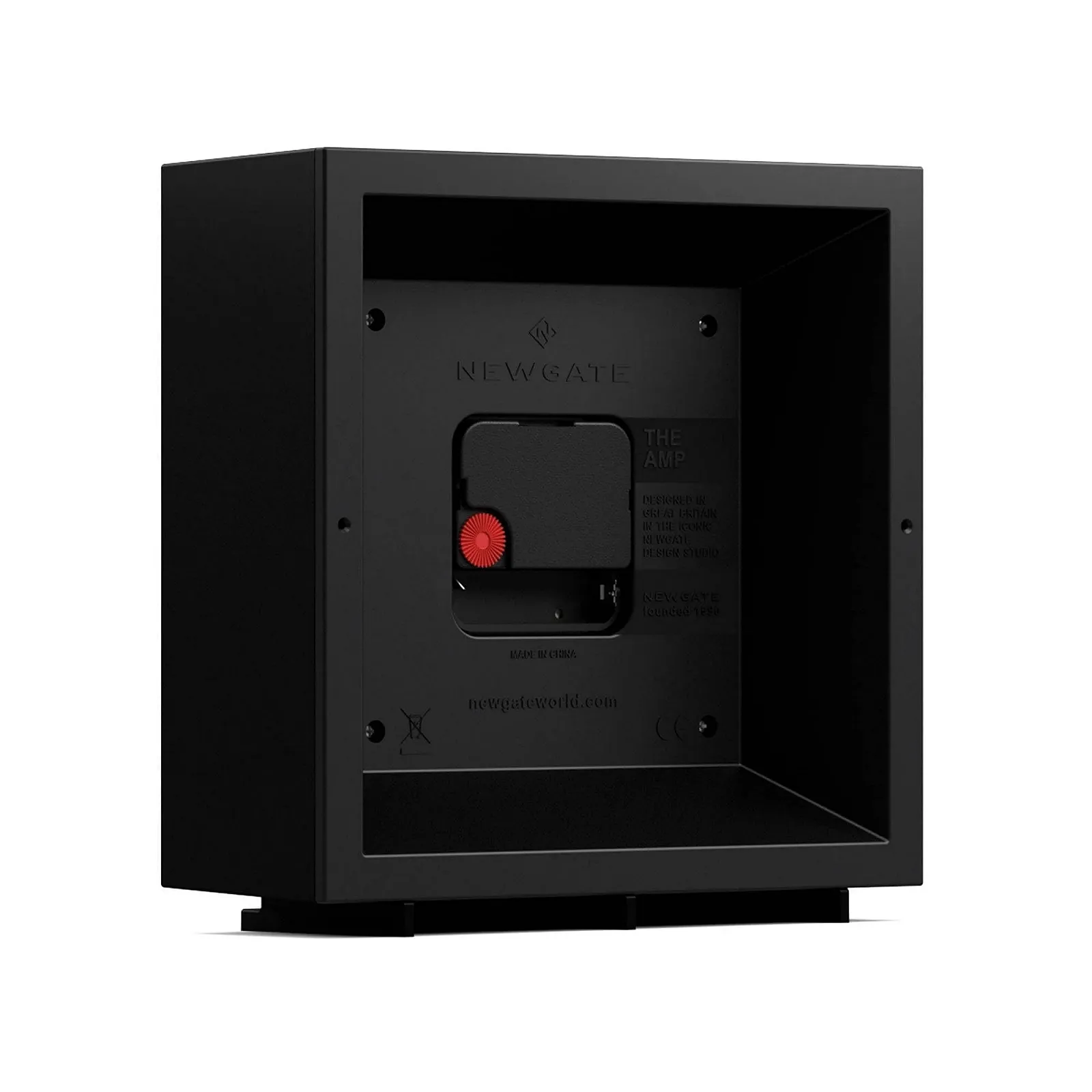 Настільний годинник NEWGATE Amp, квадратний, чорний корпус, червоні стрілки, сучасний стиль, фото №7