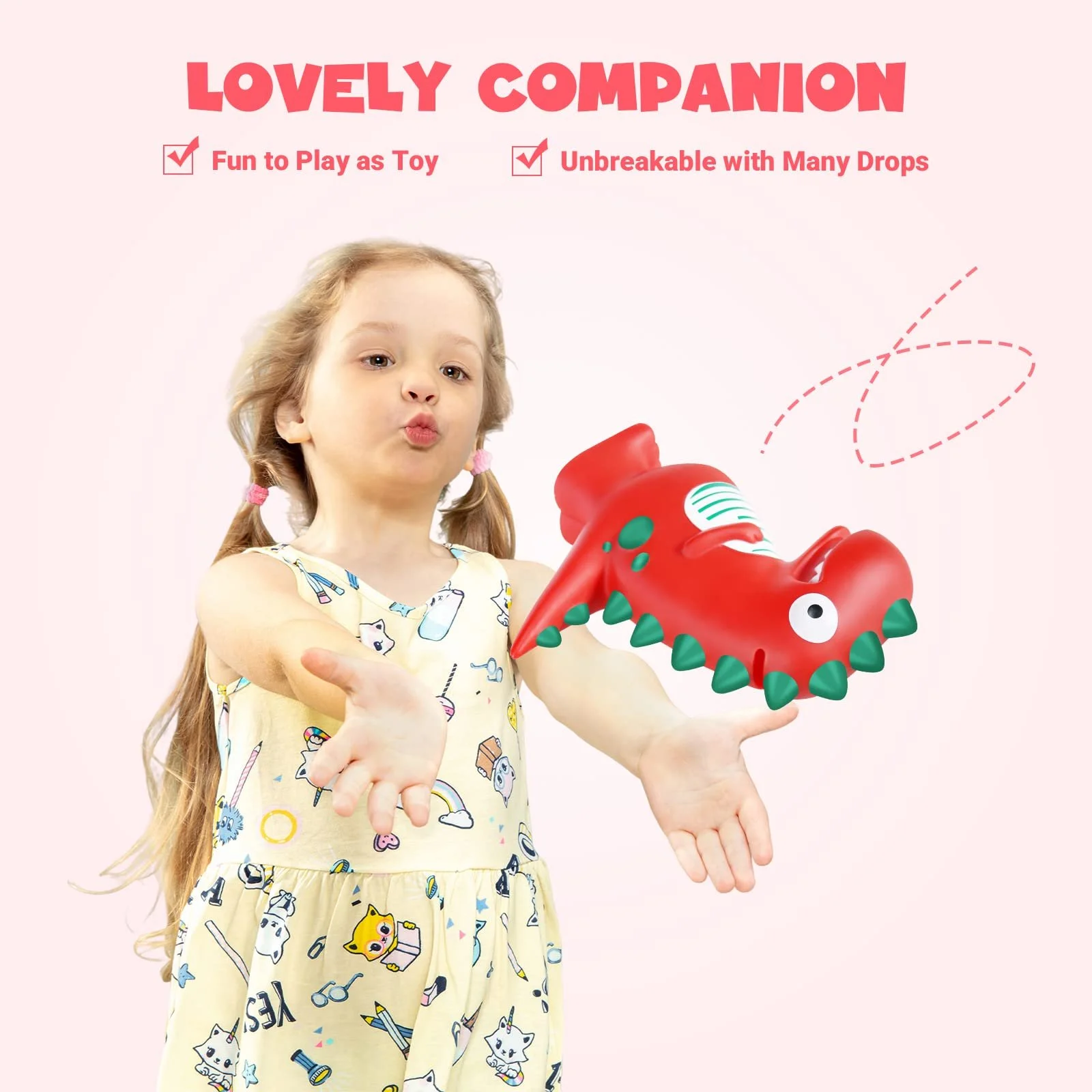 Копилка Динозавр пластиковая красная, фото №4