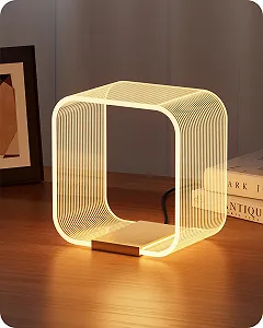 Настільна лампа EDISHINE LED сучасна акрилова та алюмінієва 3000 K 4 Вт золота - Фото 1