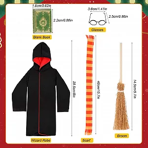 Костюм Новорічного Ельфа Дол Костюм Аксесуари 5 штук з Відьмацьким Платтям, Окулярами, Шарфом, Мітлою, Міні Книгами synthetic.ua - Фото 1