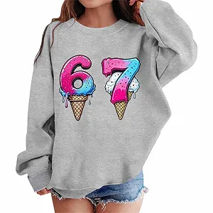 Світшот Generisch Six Seven Дитячий, Повсякденний, для дівчинки, вільного крою synthetic.ua - Фото 1