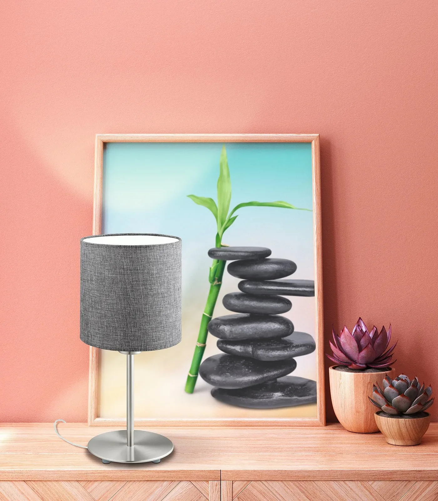 Настільна лампа Pasteri 18 см Сіра з кабельним вимикачем, фото №2