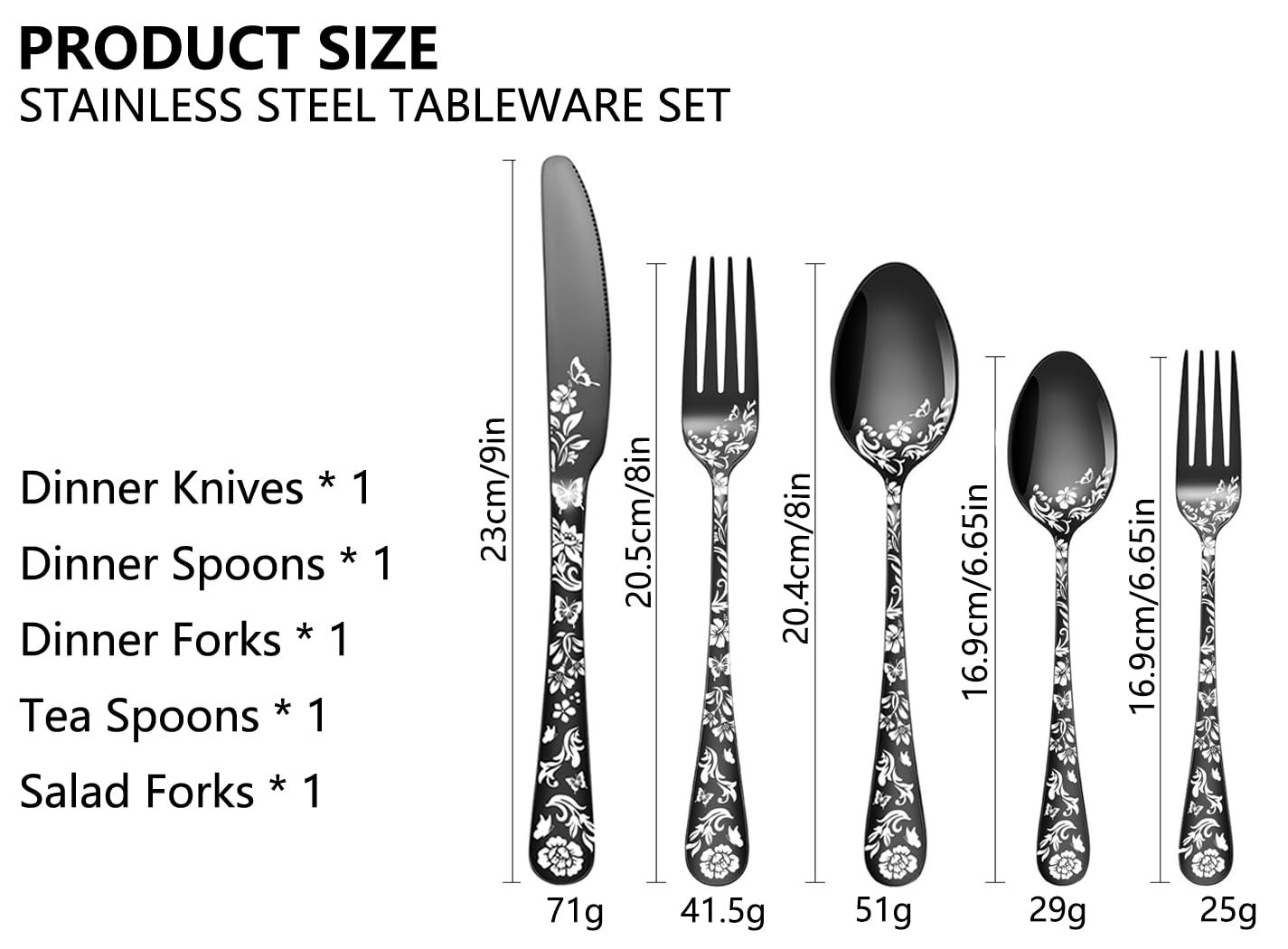 Набор столовых приборов XIAOYU 5 предметов, черный, пищевая нержавеющая сталь, фото №2 Набор столовых приборов XIAOYU 5 предметов, черный, пищевая нержавеющая сталь, фото №2