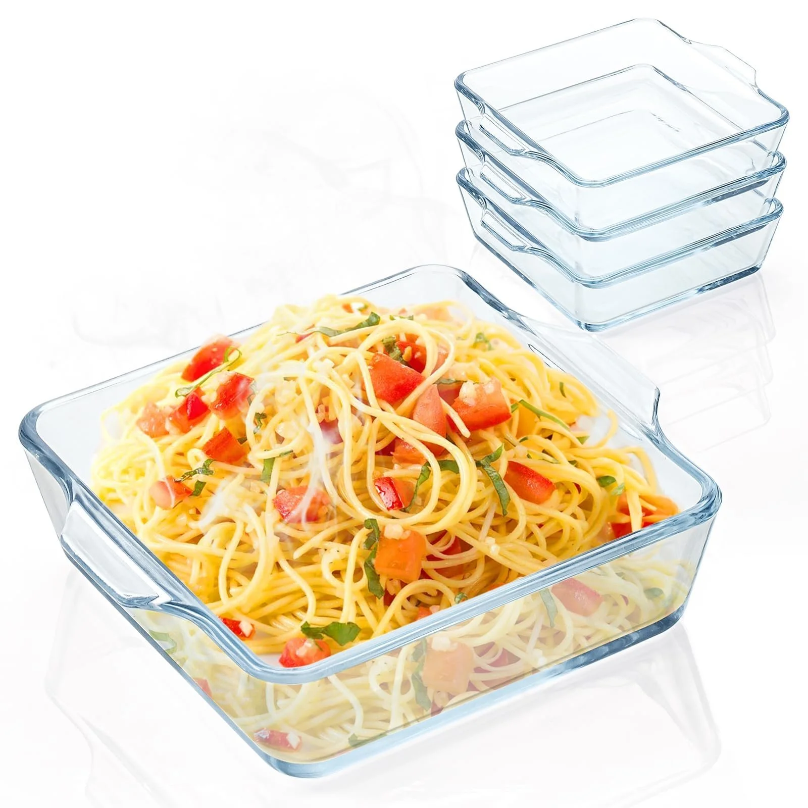 Формы для запекания стеклянные квадратные маленькие 4 шт. 12,7x12,7 см для духовки и микроволновой печи, фото №9