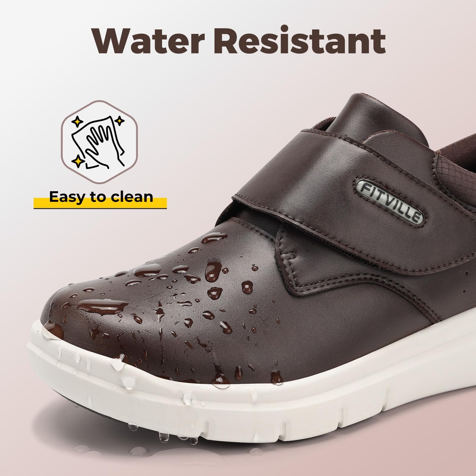 Кросівки FitVille EasyTop V4 Шкіряні Широкі Чоловічі на липучках, фото №5