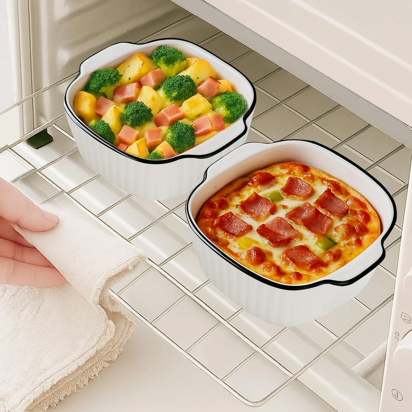 Набір форм для запікання 400 мл 3 шт. кераміка з ручками, фото №4