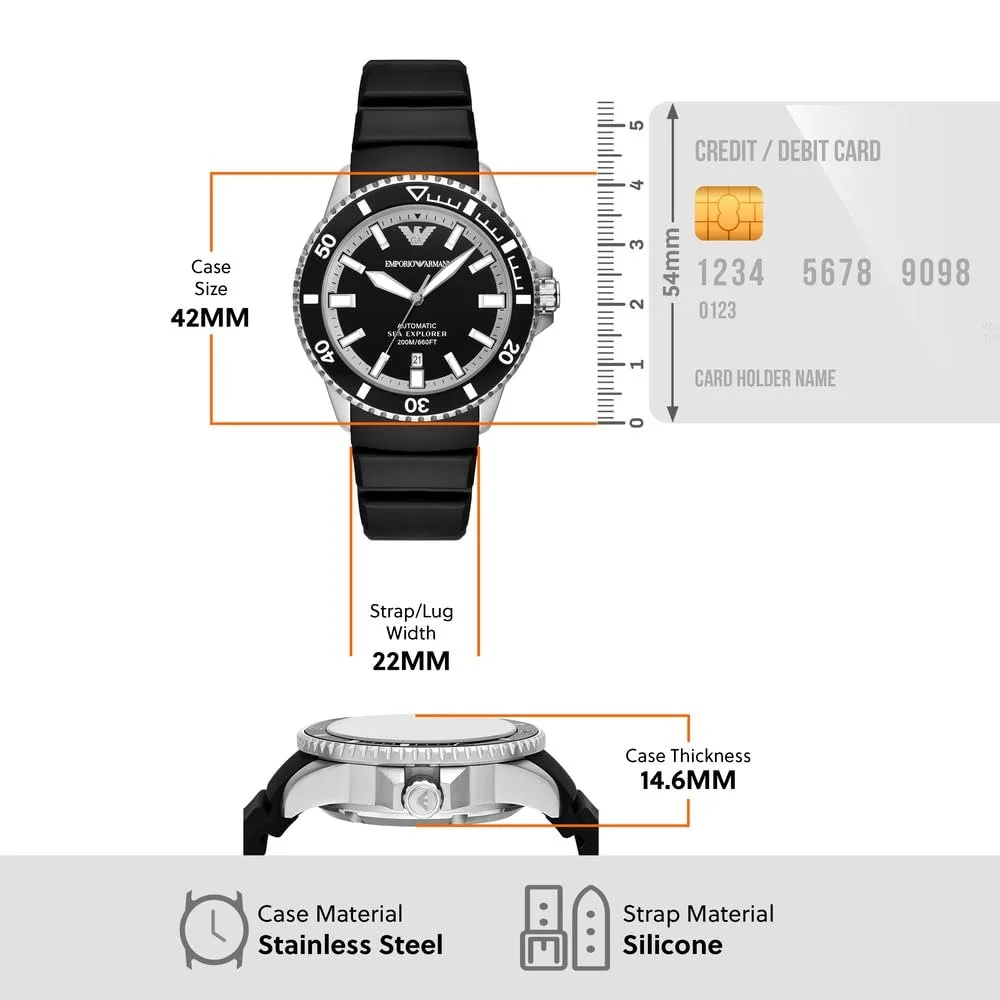 Часы Emporio Armani мужские, кварцевый механизм, корпус 42 мм, нержавеющая сталь, кожаный или силиконовый ремешок, фото №7 Часы Emporio Armani мужские, кварцевый механизм, корпус 42 мм, нержавеющая сталь, кожаный или силиконовый ремешок, фото №7