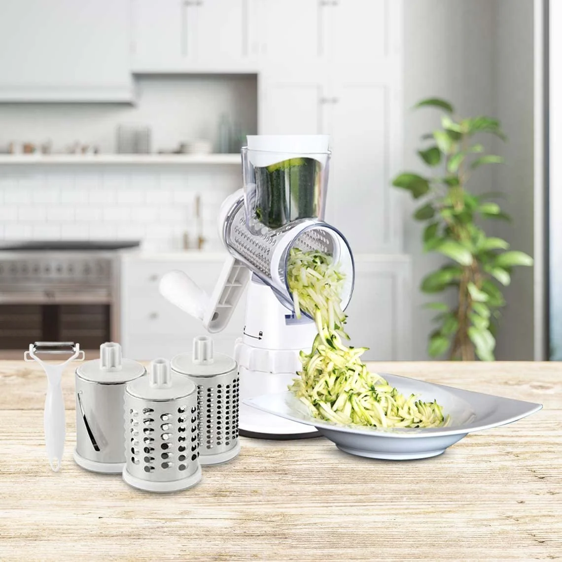 Барабанна терка LIVINGTON Sumo Slicer Red 3-в-1 для шаткування, нарізання, натирання, фото №3