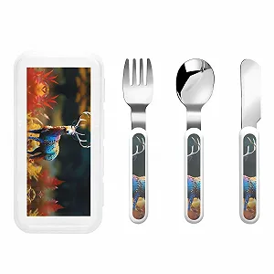 Дитячий набір столових приборів з малюнком лося, три предмети - Фото 1