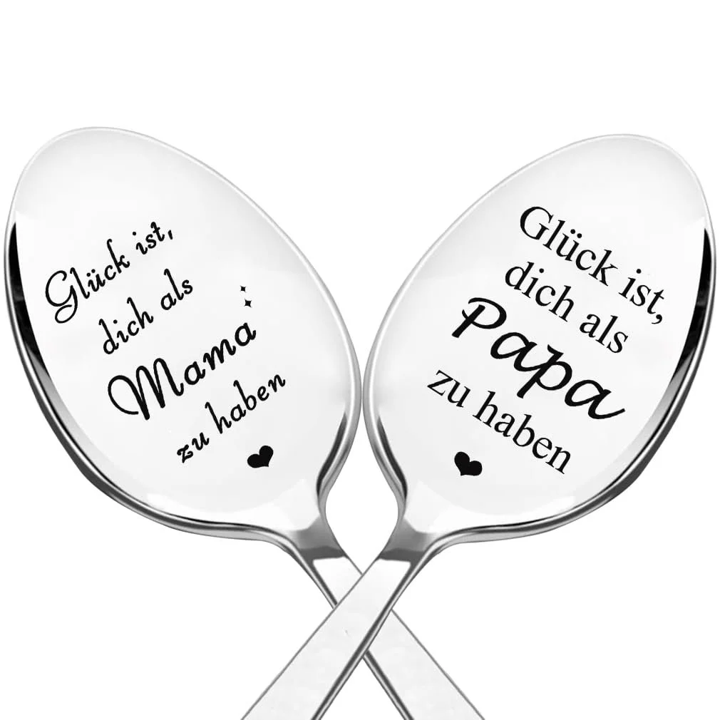 Ложка з нержавіючої сталі з гравіюванням для тата і мами, фото №1