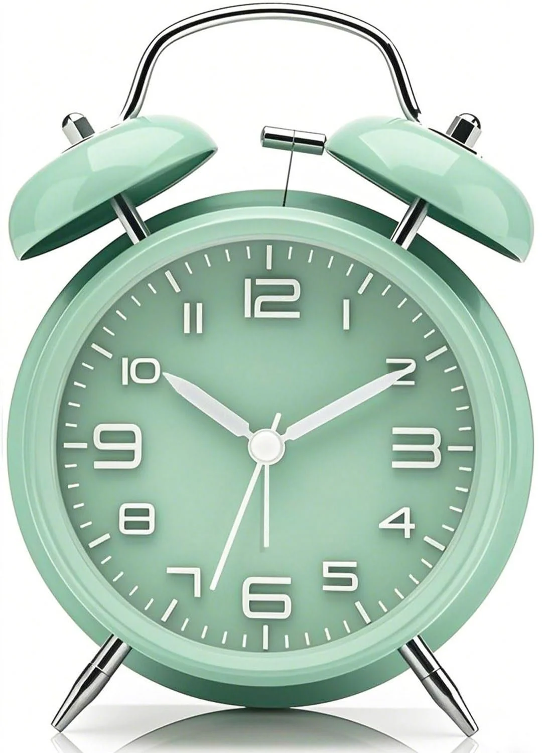 Будильник аналоговый YsyYey Double Bell, очень громкий для тех, кто крепко спит, без тиканья, питание от батареек, с ночником, металлический винтажный, цвет шалфея, фото №2 Будильник аналоговый YsyYey Double Bell, очень громкий для тех, кто крепко спит, без тиканья, питание от батареек, с ночником, металлический винтажный, цвет шалфея, фото №2