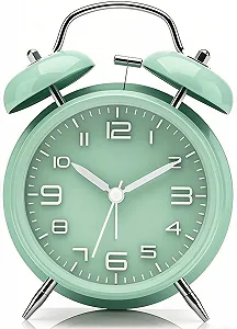 Будильник аналоговый YsyYey Double Bell, очень громкий для тех, кто крепко спит, без тиканья, питание от батареек, с ночником, металлический винтажный, цвет шалфея цена на synthetic.ua - Фото 1 Будильник аналоговый YsyYey Double Bell, очень громкий для тех, кто крепко спит, без тиканья, питание от батареек, с ночником, металлический винтажный, цвет шалфея synthetic.ua - Фото 1