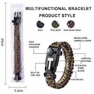Браслети Sipiris Paracord Survival, 6 шт., комплект для виживання, браслет для активного відпочинку, походів, кемпінгу, катання на човнах, аварійних ситуацій або інших видів активного відпочинку (3 кольори) synthetic.ua - Фото 1