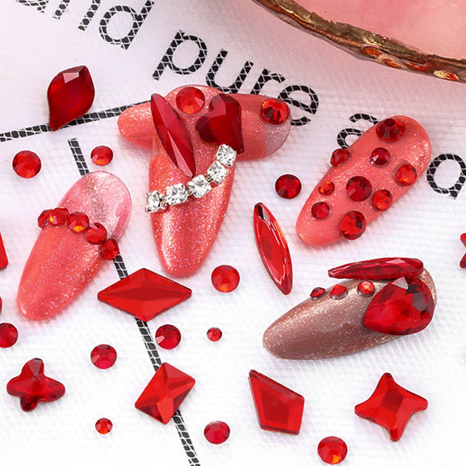 Стрази для нігтів Водяна крапля Червоний, фото №6