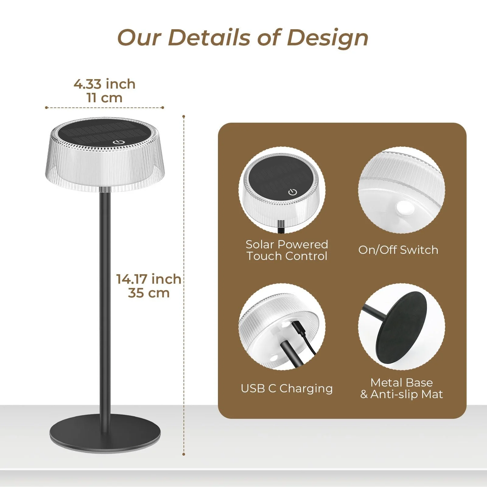 Настольная лампа Lacasa LED Аккумуляторная Солнечная 2 шт. IP67 3000K-6000K, фото №6