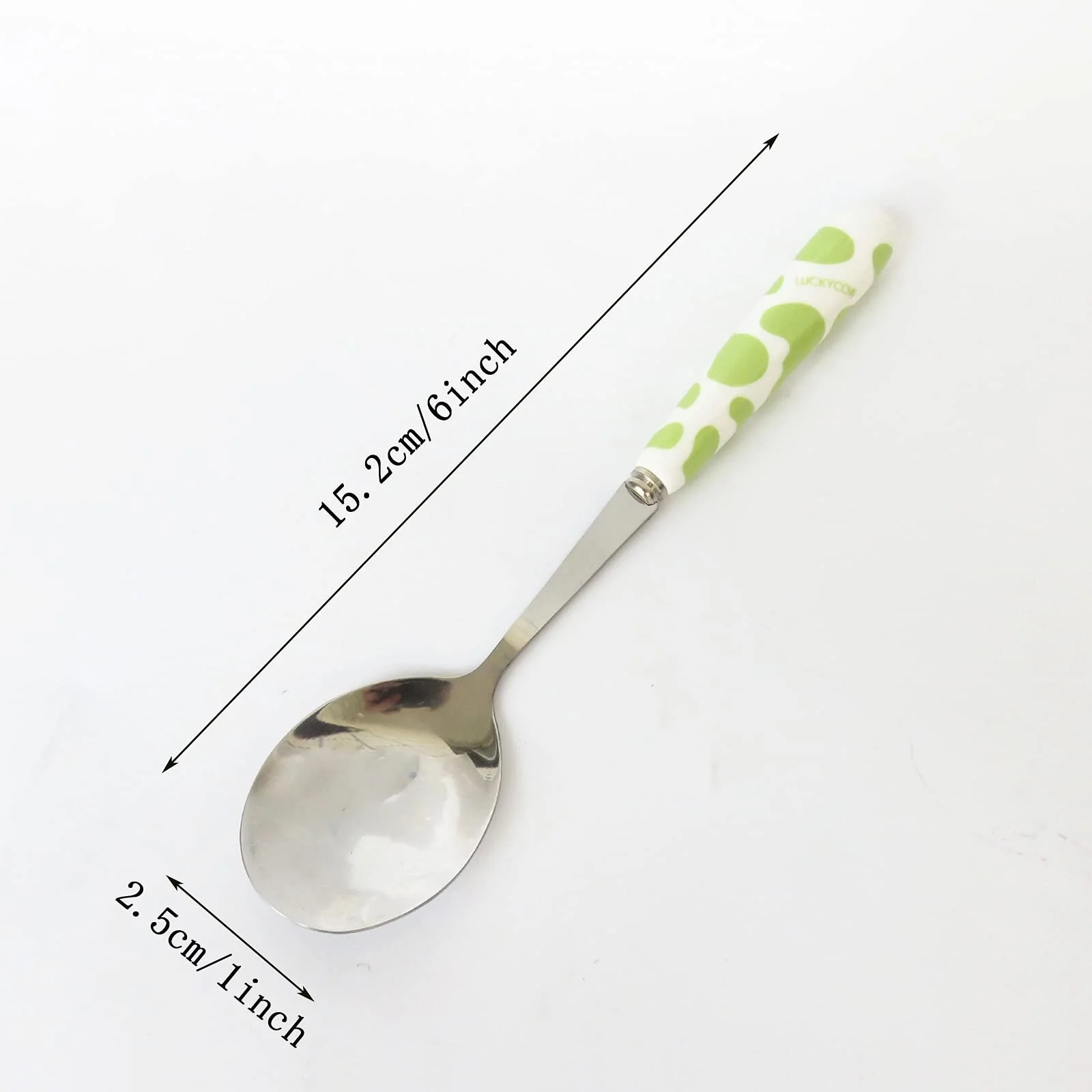 Десертна ложка з керамічною ручкою Ice Cream з нержавіючої сталі з коров'ячим візерунком, фото №3