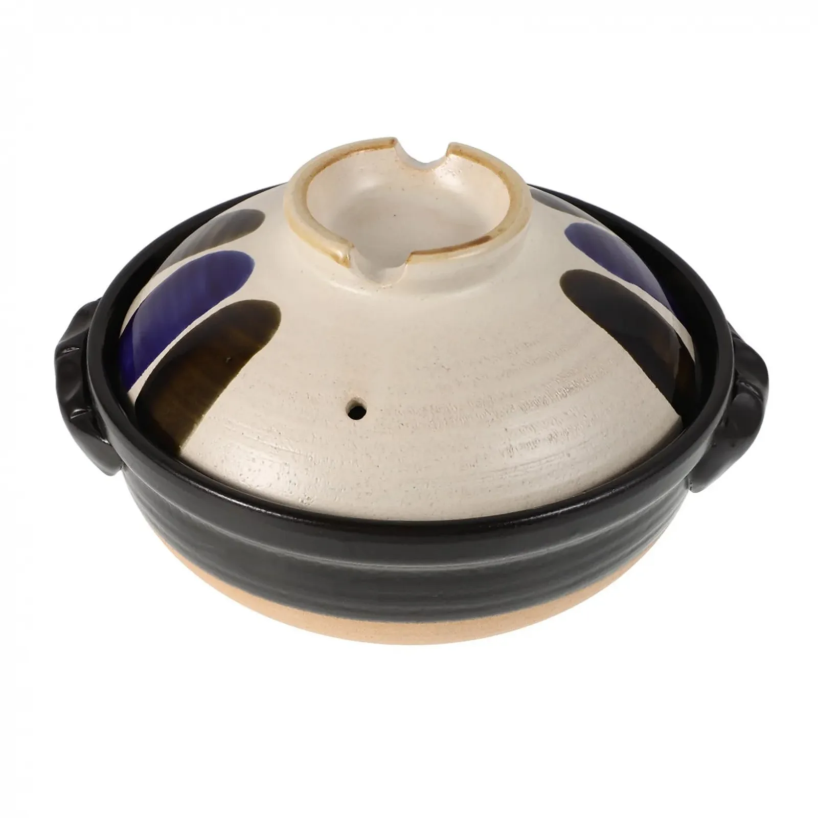 Кастрюля SHOWERORO Vintage Japanese керамическая с двойной ручкой и крышкой для открытого огня, фото №1