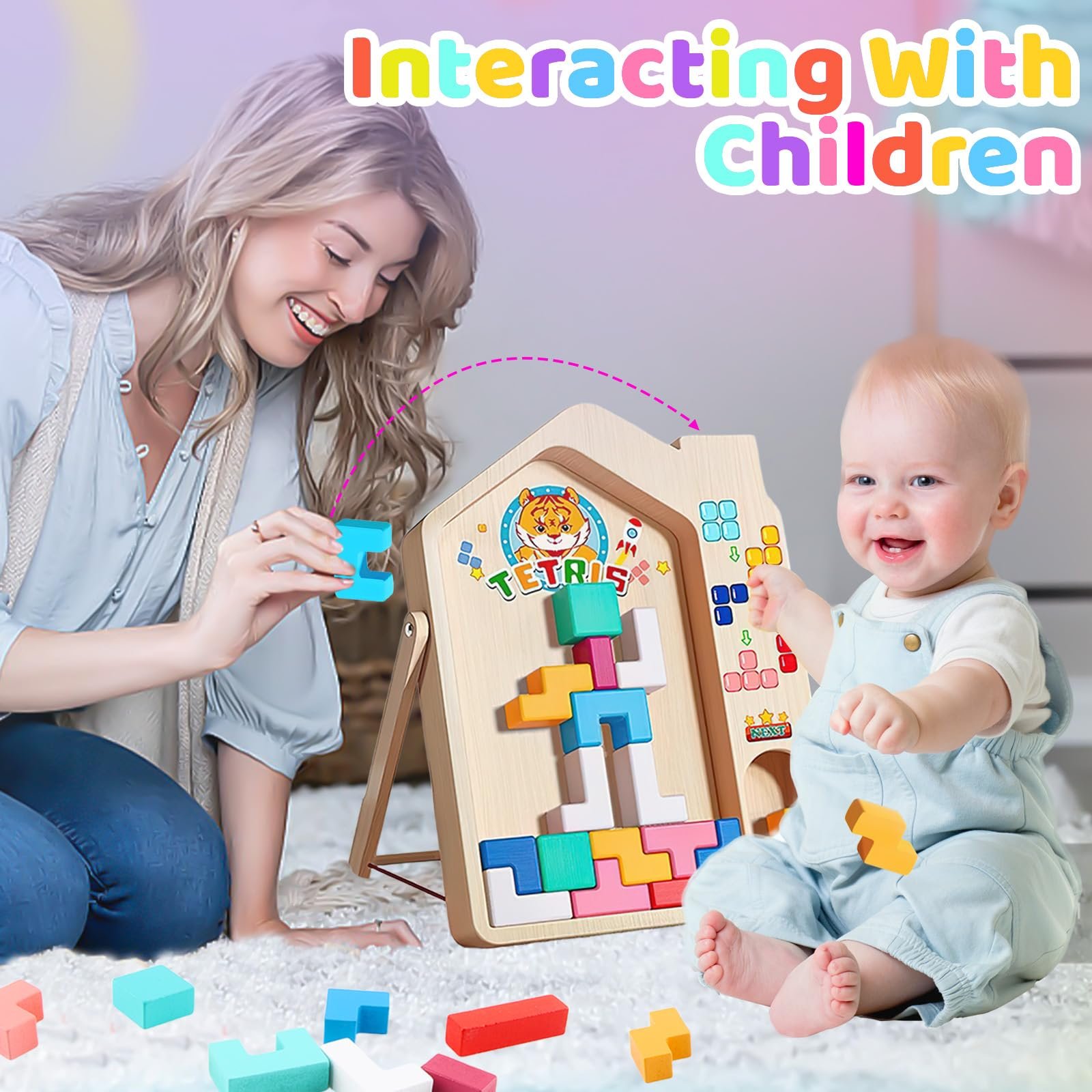 Деревянный пазл panemy Tetris Game 40 блоков Montessori, фото №6