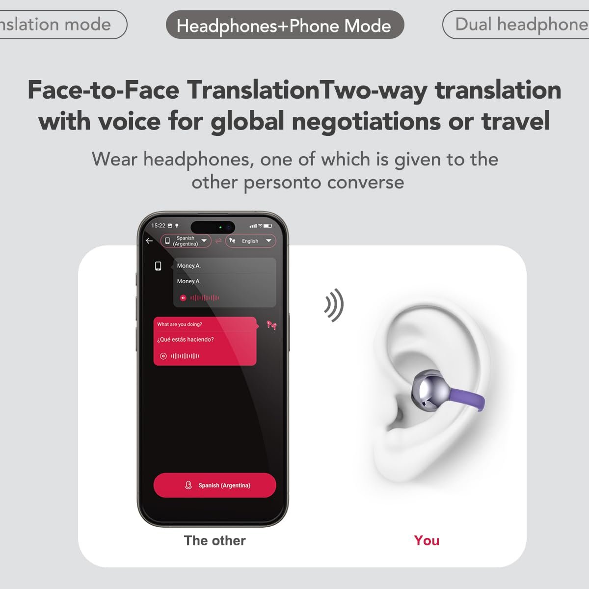 Наушники для перевода MINISO MS201 OWS Open Ear AI Беспроводные Bluetooth, фото №4