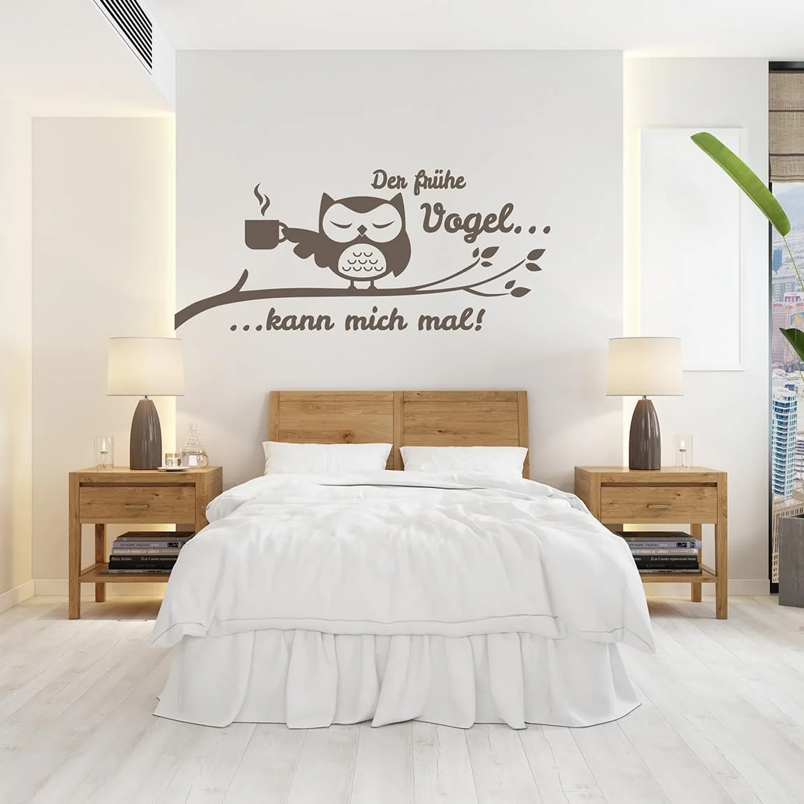 Наклейка на стіну tjapalo s-tk31 Сова The Early Bird Can Me Time 80 x 33 см, фото №3