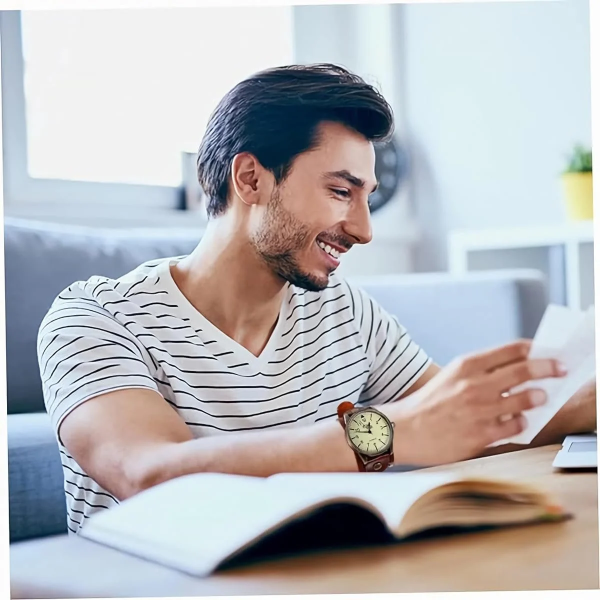 FENKOO Унісекс Вінтажний Шкіряний Ремінець Великий Циферблат Кварцовий Аналоговий Наручний Годинник, фото №8