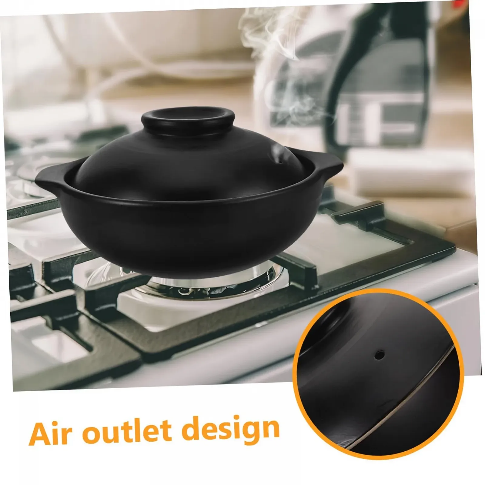 Кастрюля для супа керамическая термостойкая большая с крышкой для плиты для супов и риса, фото №9