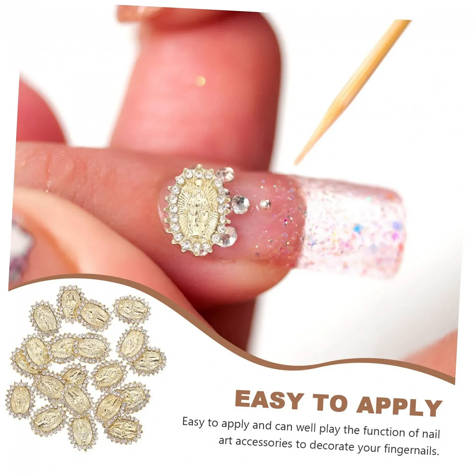 PLAFOPE 20 шт. ювелирные изделия со стразами для ногтей наклейки для дизайна ногтей для девочек со стразами аксессуары для маникюра наклейки для ногтей Девы Марии украшения для ногтей, фото №3