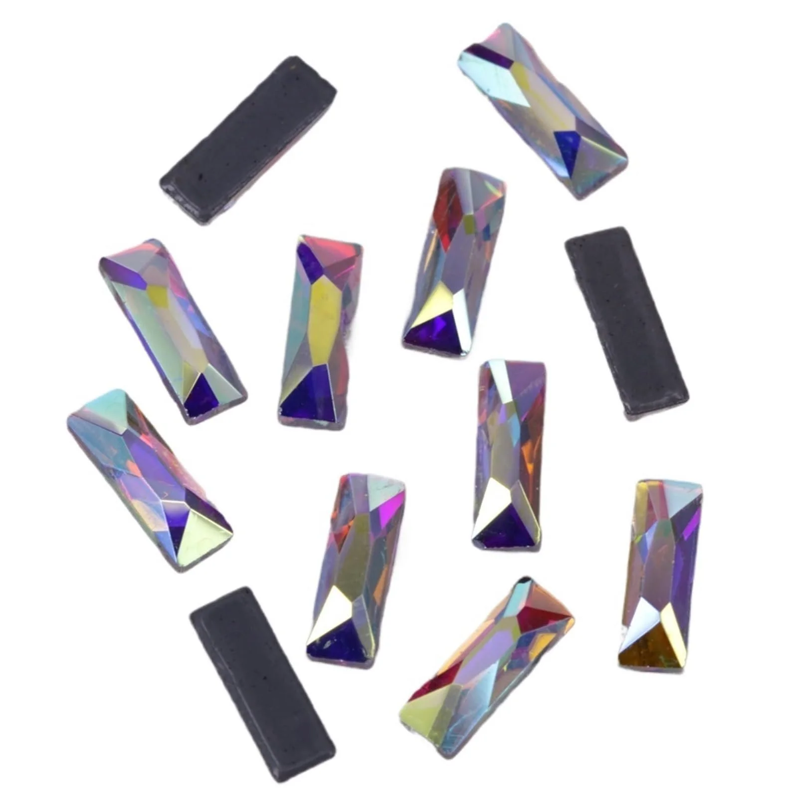 Стразы Плоские Кристальные 3x7 мм Багет AB, 50 шт, фото №1