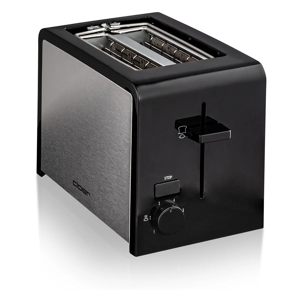 Тостер Cloer 3210 825 Вт 2 скибочки з інтегрованою хлібною насадкою, піддоном для крихт, термоізольований, нержавіюча сталь, чорний, фото №5
