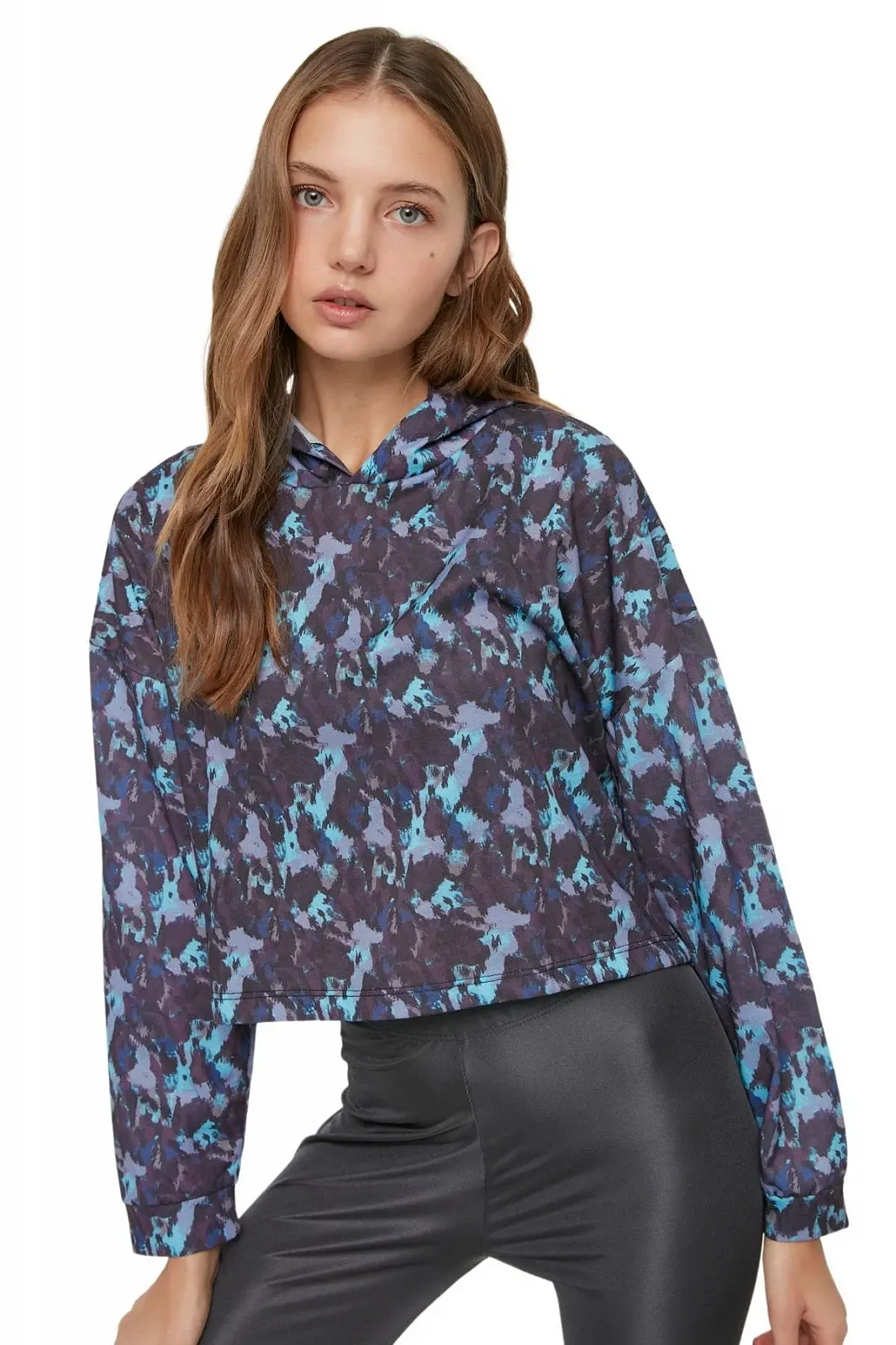 Свитшот TRENDYOL Regular с воротником-стойкой, с узором пейсли, фото №6