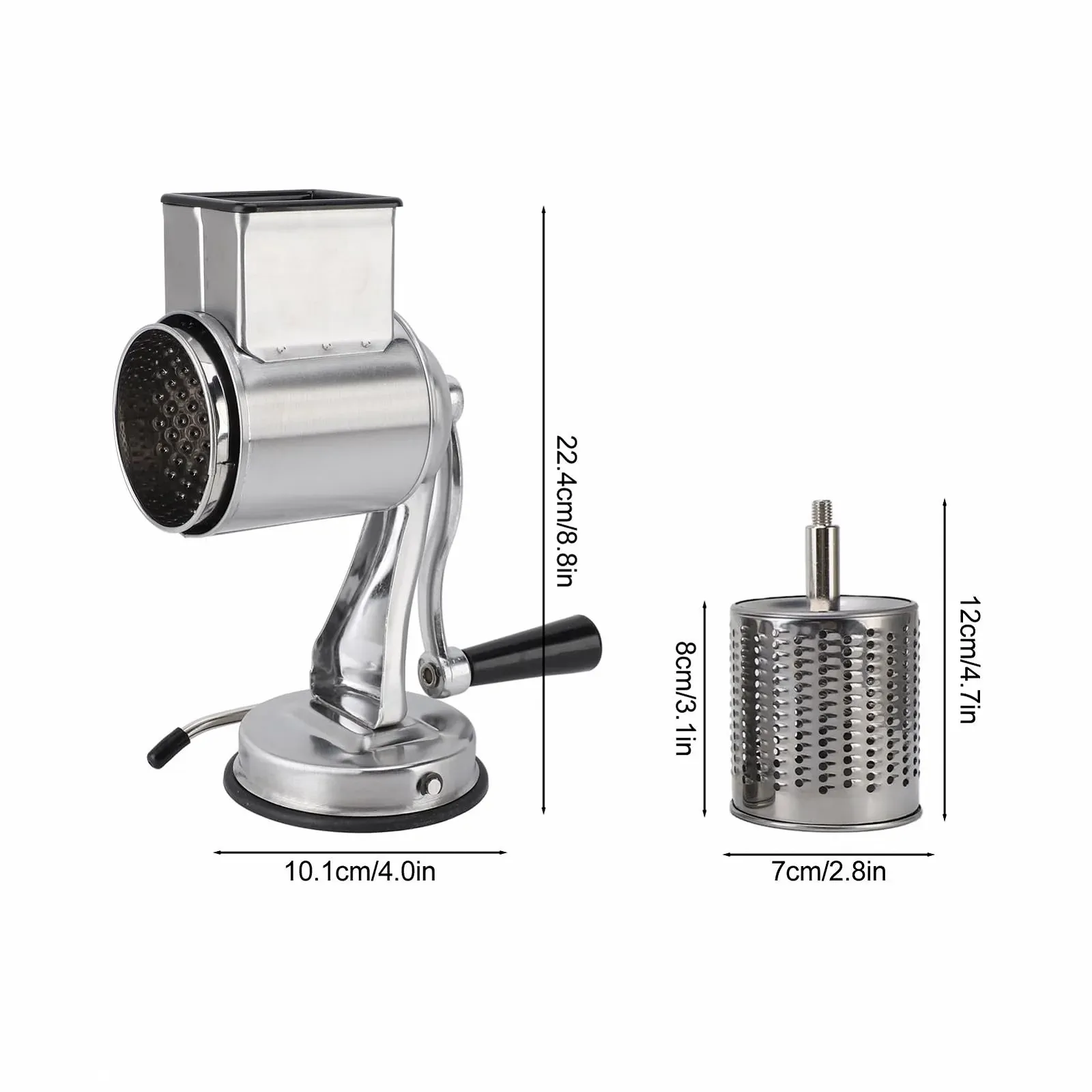 Ручная терка для сыра Tyre, ручная кухонная петля из нержавеющей стали, усиленная присоска с 5 сменными лезвиями и ручкой для овощей, орехов, картофеля Серебряная, фото №3 Ручная терка для сыра Tyre, ручная кухонная петля из нержавеющей стали, усиленная присоска с 5 сменными лезвиями и ручкой для овощей, орехов, картофеля Серебряная, фото №3