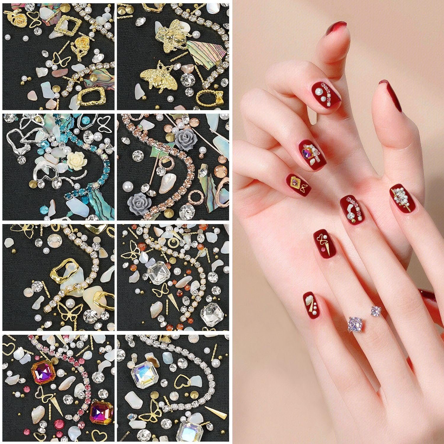 Діаманти для манікюру з піддоном (8 коробок) 3D Стрази, фото №5