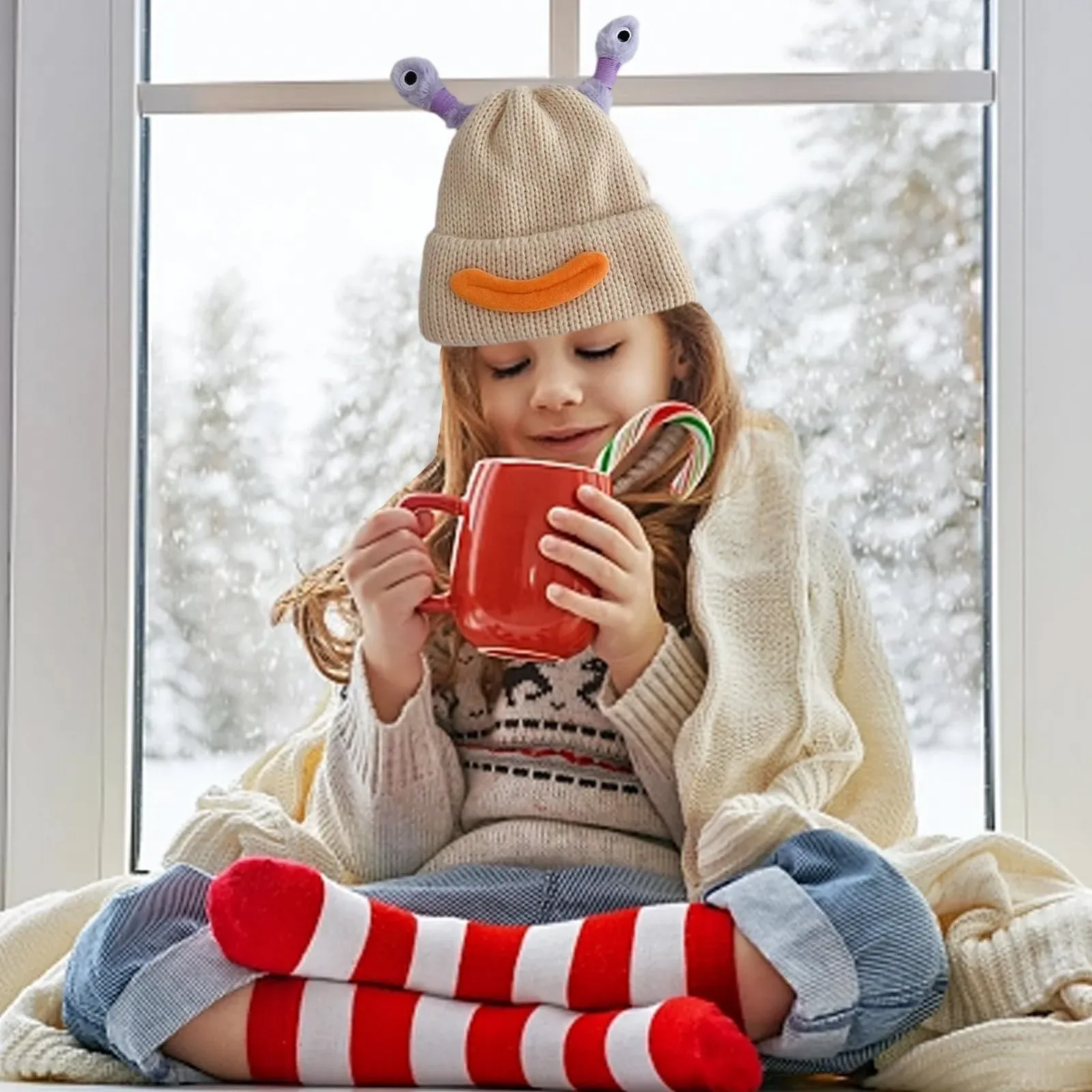 Шапка-бини Demaxiyad Смешная, зимняя трикотажная, фото №2