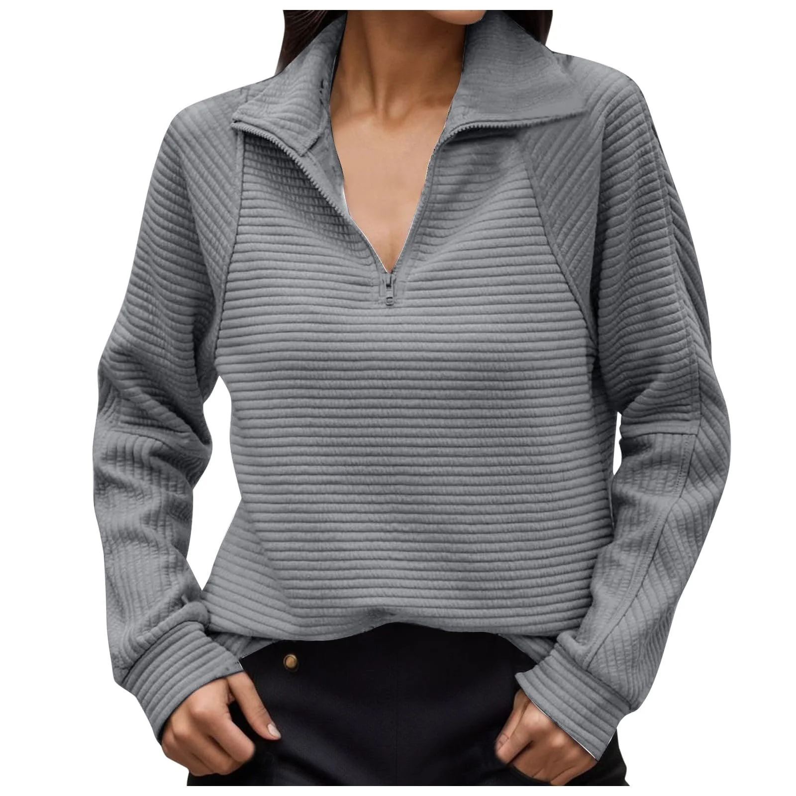 Женский свитшот с длинными рукавами Workou 2025, воротник-стойка, половинная молния, осень-зима, легкий, милый, College, модный свитшот, фото №1