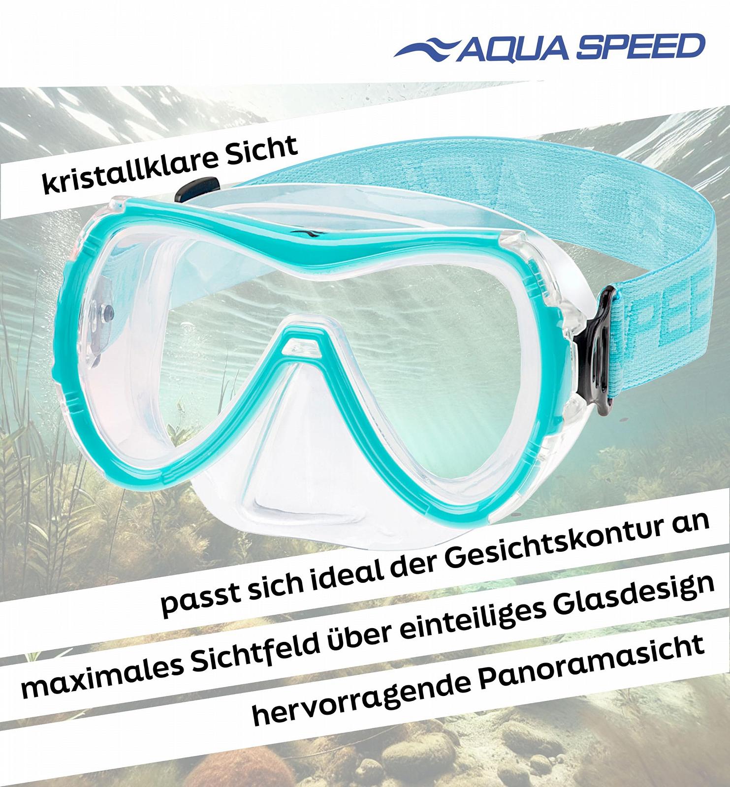 Маска для дайвінгу Aqua Speed RAY FS з тканинною пов'язкою на голову та загартованим склом для дорослих/молоді, фото №4