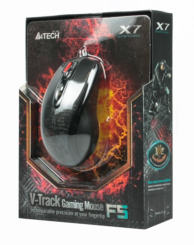 Комп'ютерна мишка ігрова лазерна дротова з програмованими кнопками кнопкою потрійного клика і технологією V-Track A4Tech F5 USB black, фото №9